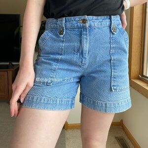 Vintage High Rise Light Wash Mom Trouser Shorts 10